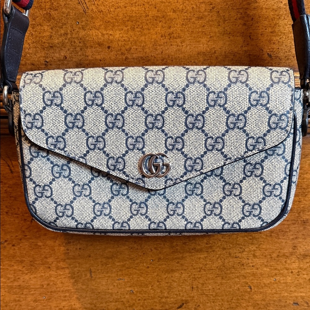 Gucci Beige and Navy Crossbody Bag